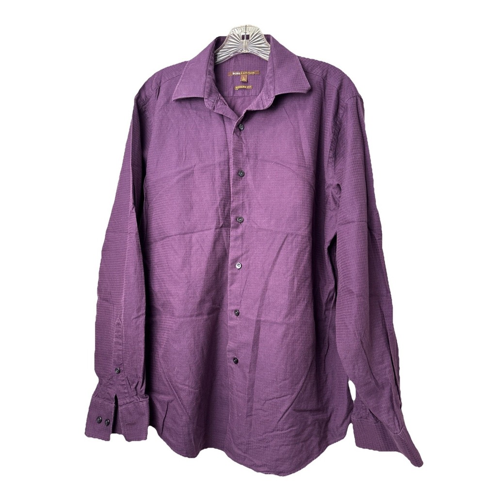 BCBG Attitude Plum Shirt Men's Large Collared Long Sleeve